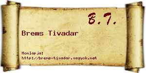 Brems Tivadar névjegykártya
